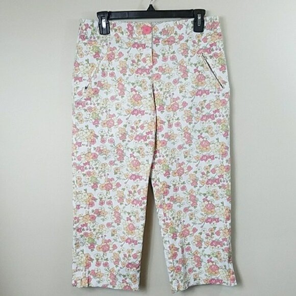 Ann Taylor LOFT | Whimsical Floral Print Marisa Capri Pants - Picture 1 of 5
